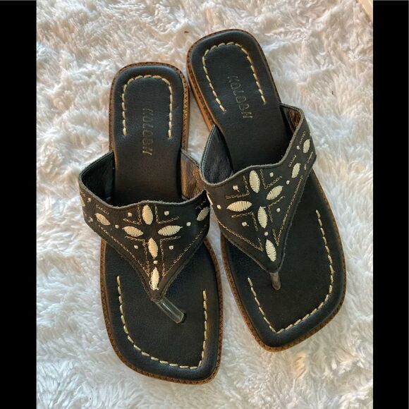 Kolosh Black & Tan Sandals 6 - Picture 2 of 6
